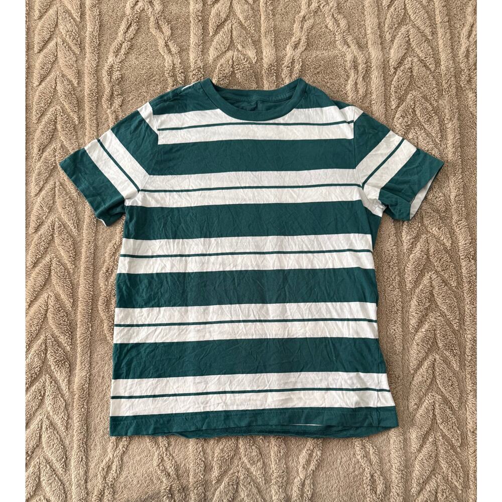 Old Navy Green White Striped Tee Shirt Small Casual Minimalist Top